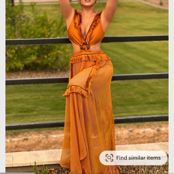 Burnt orange boho maxi dress - Picture 1 of 6